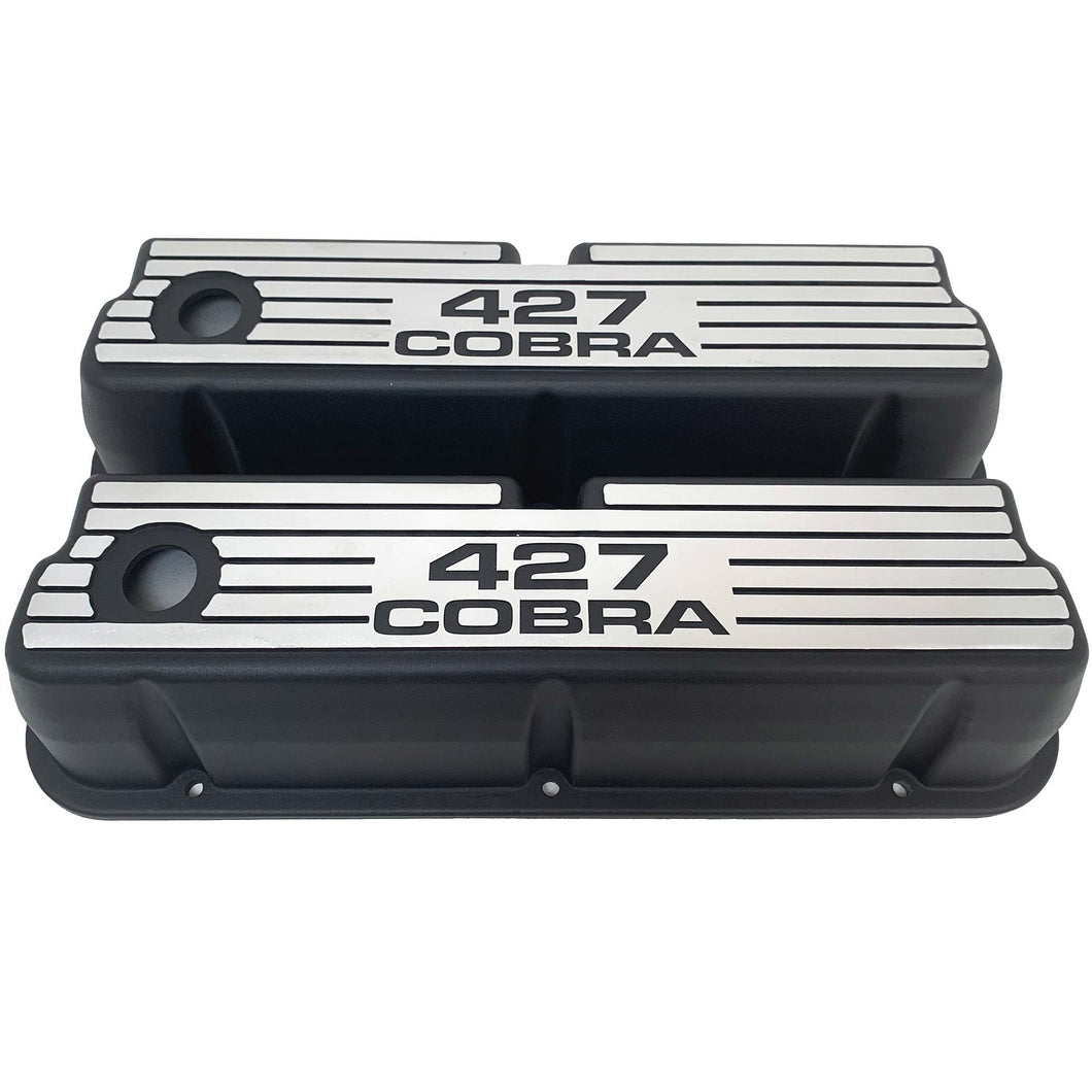 Ford 351W - 427 COBRA - Finned Valve Covers - Style 1 - Black