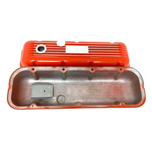 Big Block Chevy 502 Orange Valve Covers, Classic Finned, Style 2
