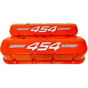 Chevy 454 - RAISED LOGO - Big Block Valve Covers Tall (SUPER SPORT)- Orange