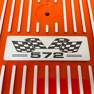 Big Block Chevy 572 Flag Logo - 14" Round Air Cleaner Kit - Orange