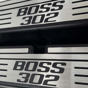 Ford Boss 302 Windsor Tall Finned Valve Covers - Style 1 - Black