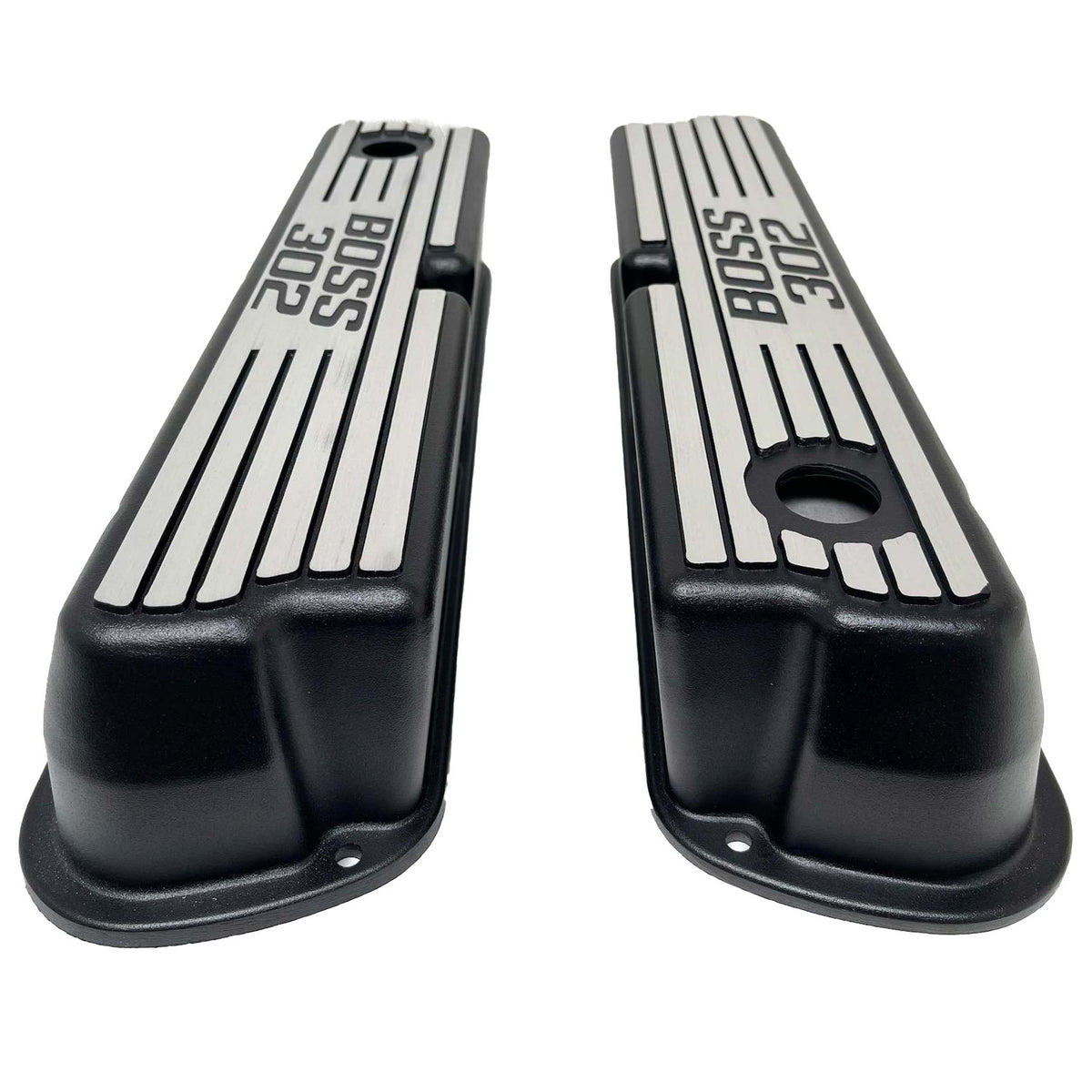 Ford Boss 302 Windsor Tall Finned Valve Covers - Style 1 - Black ...