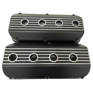 Hemi 392 Finned Valve Covers - Die-Cast Aluminum - Black