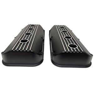 Hemi 392 Finned Valve Covers - Die-Cast Aluminum - Black