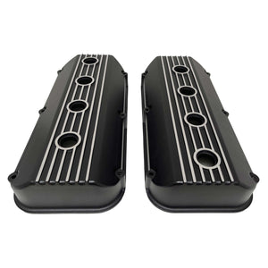 Hemi 392 Finned Valve Covers - Die-Cast Aluminum - Black