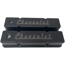 Load image into Gallery viewer, Small Block Chevy Tall Valve Covers - Chevrolet Logo - Black