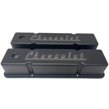 Load image into Gallery viewer, Small Block Chevy Tall Valve Covers - Chevrolet Logo - Black