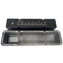 Load image into Gallery viewer, Small Block Chevy Tall Valve Covers - Chevrolet Logo - Black