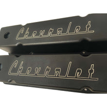 Load image into Gallery viewer, Small Block Chevy Tall Valve Covers - Chevrolet Logo - Black