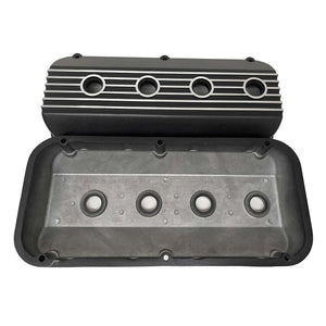 Hemi 392 Finned Valve Covers - Die-Cast Aluminum - Black