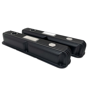 Mopar 318 Finned Valve Covers - Die-Cast Aluminum - Black