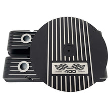 Load image into Gallery viewer, Small Block Chevy 400 Finned Valve Covers &amp; 14&quot; Round Air Cleaner Kit - Black