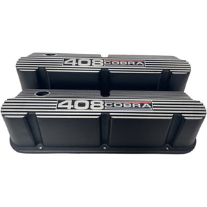 Ford Small Block Pentroof 408 Cobra Tall Valve Covers, Style 2 - Black