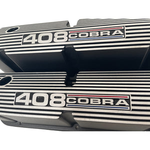 Ford Small Block Pentroof 408 Cobra Tall Valve Covers, Style 2 - Black