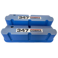 Load image into Gallery viewer, Ford Small Block Pentroof 347 Cobra Tall Valve Covers, 3 Color Logo - Blue