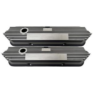 Ford FE Tall Custom Valve Covers - Long Plate - Black