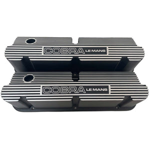 Small Block Pentroof COBRA Le Mans Logo Tall Valve Covers - Black