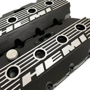 Hemi Logo Valve Covers - Die-Cast Aluminum - Black