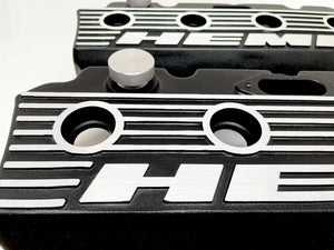 Hemi Logo Valve Covers - Die-Cast Aluminum - Black