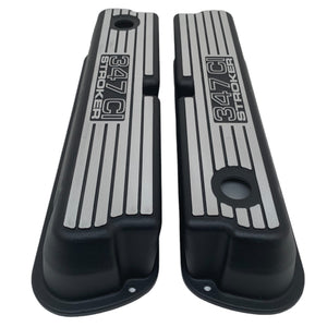 Ford 347 C.I. STROKER - Outlined Logo - Wide Fin Valve Covers - Black