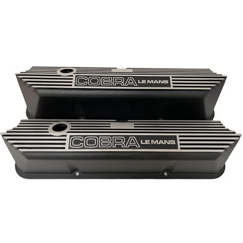 Ford COBRA LE MANS FE Tall Valve Covers - Engraved Logo - Black