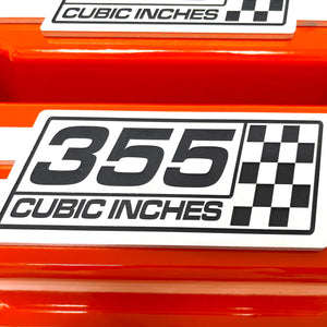 355 Cubic Inches Small Block Chevy Tall Valve Covers - Orange