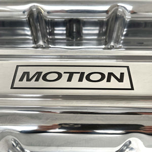 Big Block Chevy MOTION Logo Polished Valve Covers, Classic, Smooth Top