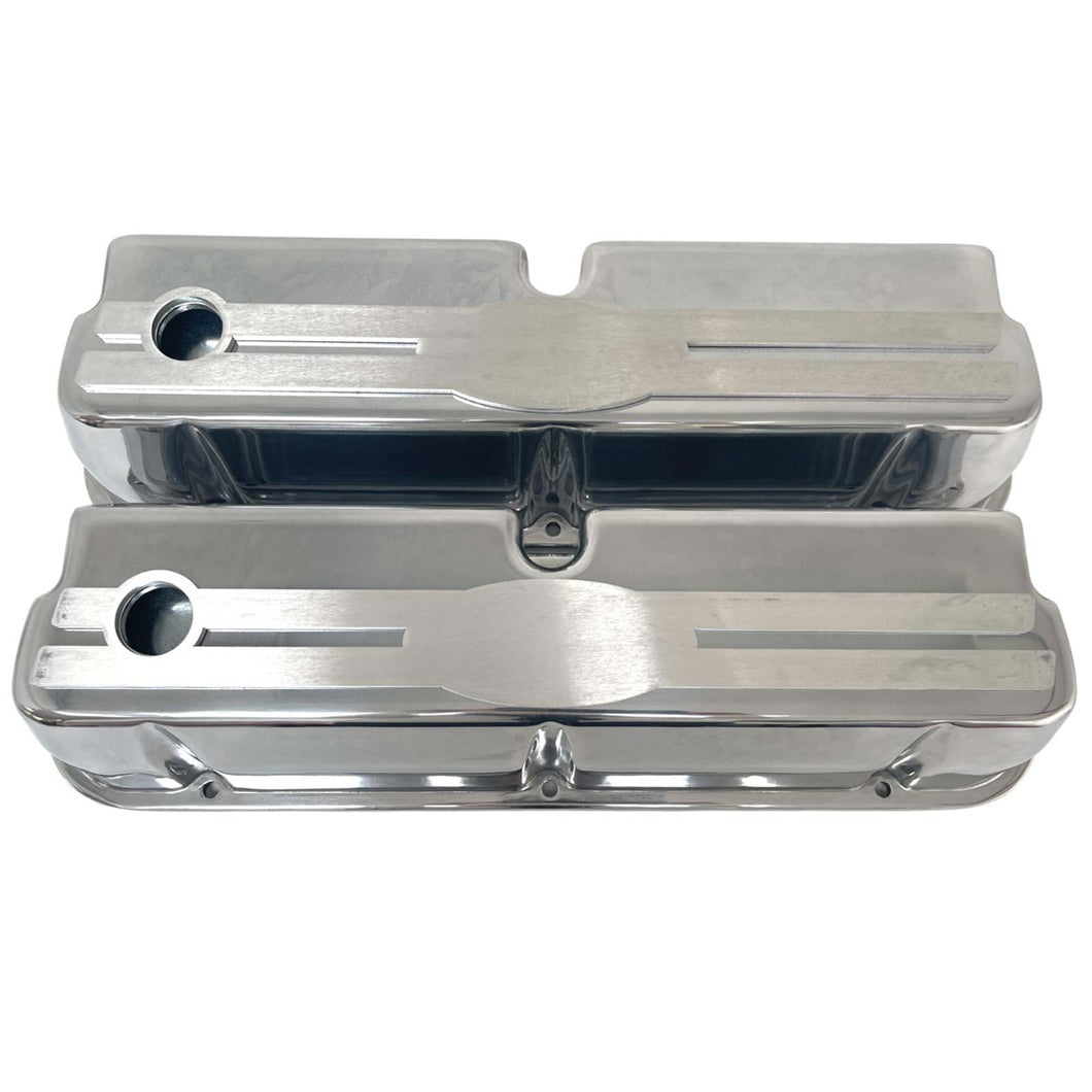 Ford 289, 351 Windsor Tall Valve Covers - Oval Billet Top - Polished