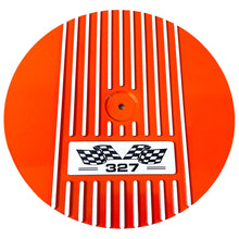 Load image into Gallery viewer, Small Block Chevy 327 Finned Valve Covers &amp; 14&quot; Round Air Cleaner Kit - Orange