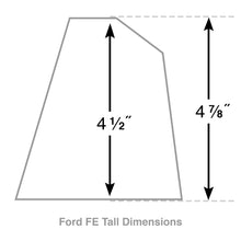 Load image into Gallery viewer, ansen custom valve covers, ford, fe, tall, laser engraved, black powder coat, dimensions diagram