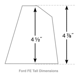 ansen custom valve covers, ford, fe, tall, laser engraved, black powder coat, dimensions diagram