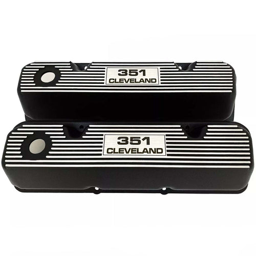 Ford 351 Cleveland - Finned Valve Covers - Black