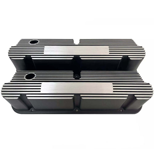 Ford Small Block Pentroof Finned Valve Covers - Custom - Black