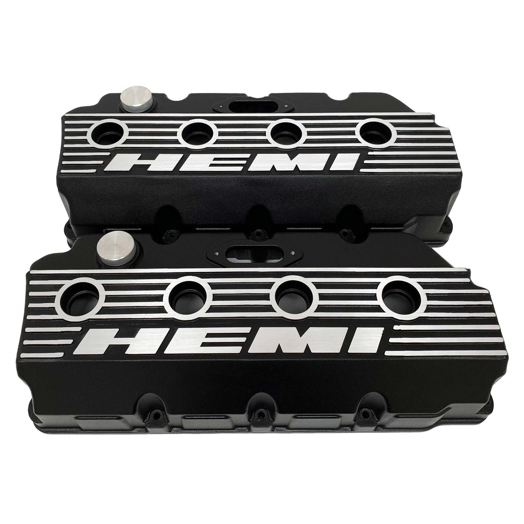 Hemi Logo Valve Covers - Die-Cast Aluminum - Black