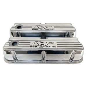 Ford 289 Windsor Mustang Pony Logo Tall Valve Covers - Polished