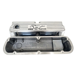 Ford 289 Windsor Mustang Pony Logo Tall Valve Covers - Polished