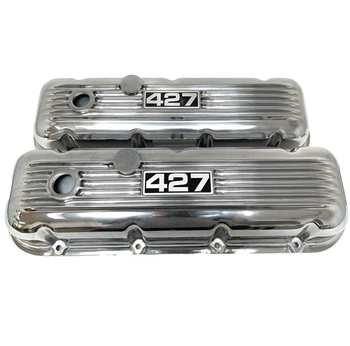 Big Block Chevy 427 Valve Covers, Finned - Style 2 - Polished