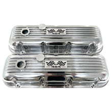 Load image into Gallery viewer, Big Block Chevy 454 Flag Logo, Classic Finned, Polished Valve Covers