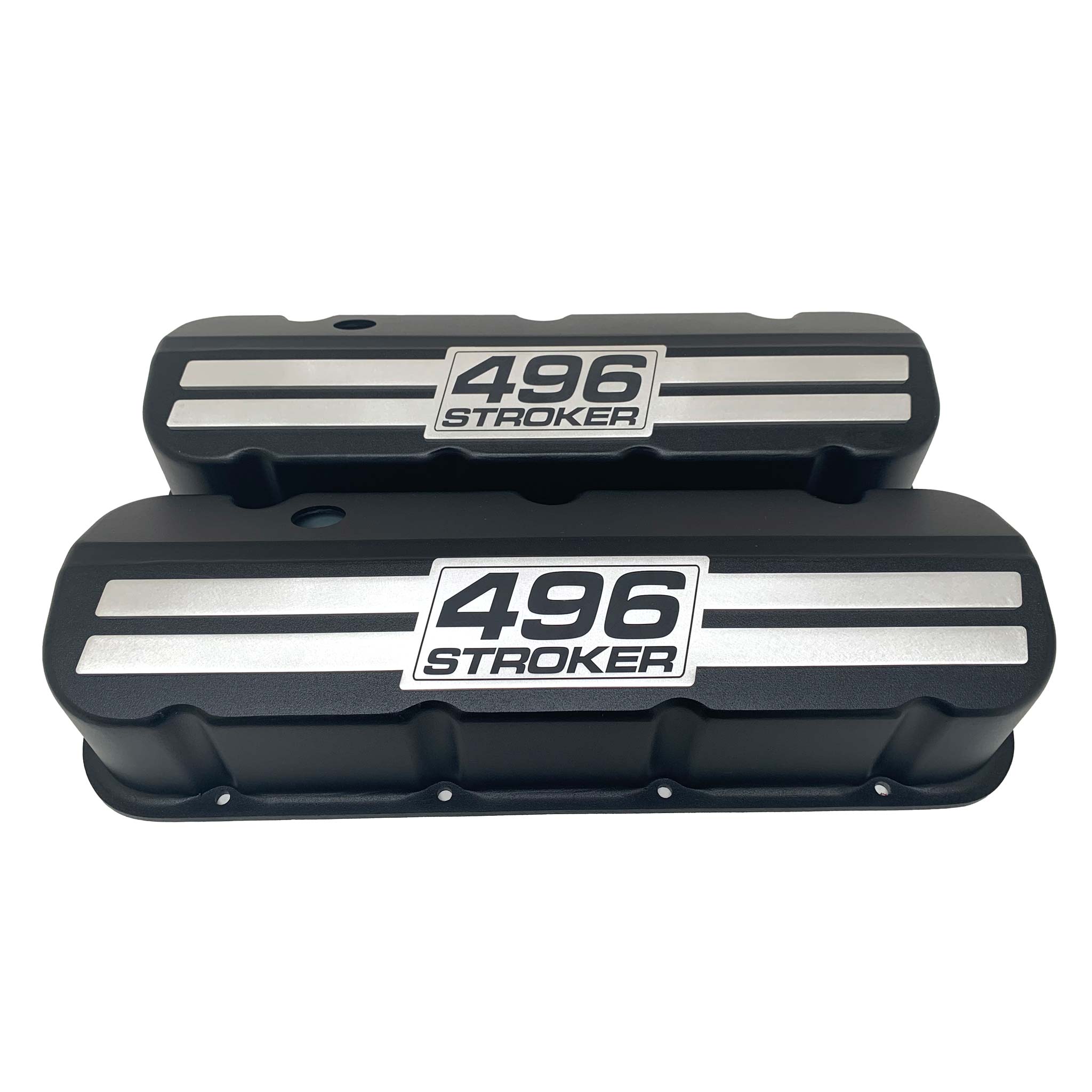 Chevy 496 Stroker - Big Block Tall Slant Top Valve Covers - Engraved Raised  Billet - Black