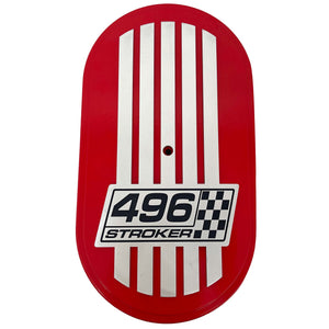 496 Stroker, Raised Billet Top - 15" Oval Air Cleaner Kit - Red