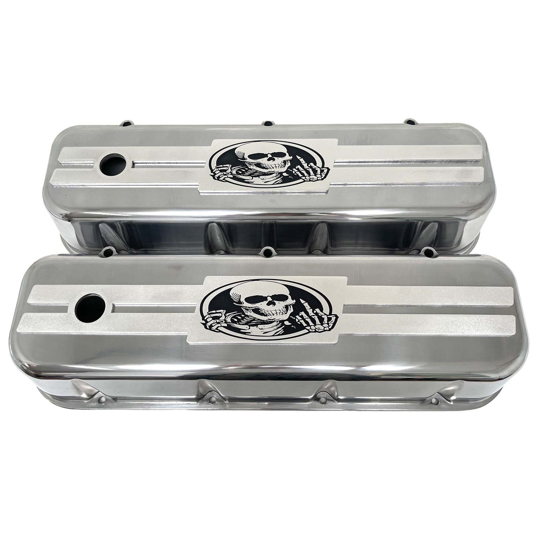 Big Block Chevy Tall Valve Covers, Billet Top F-U Skeleton - Polished