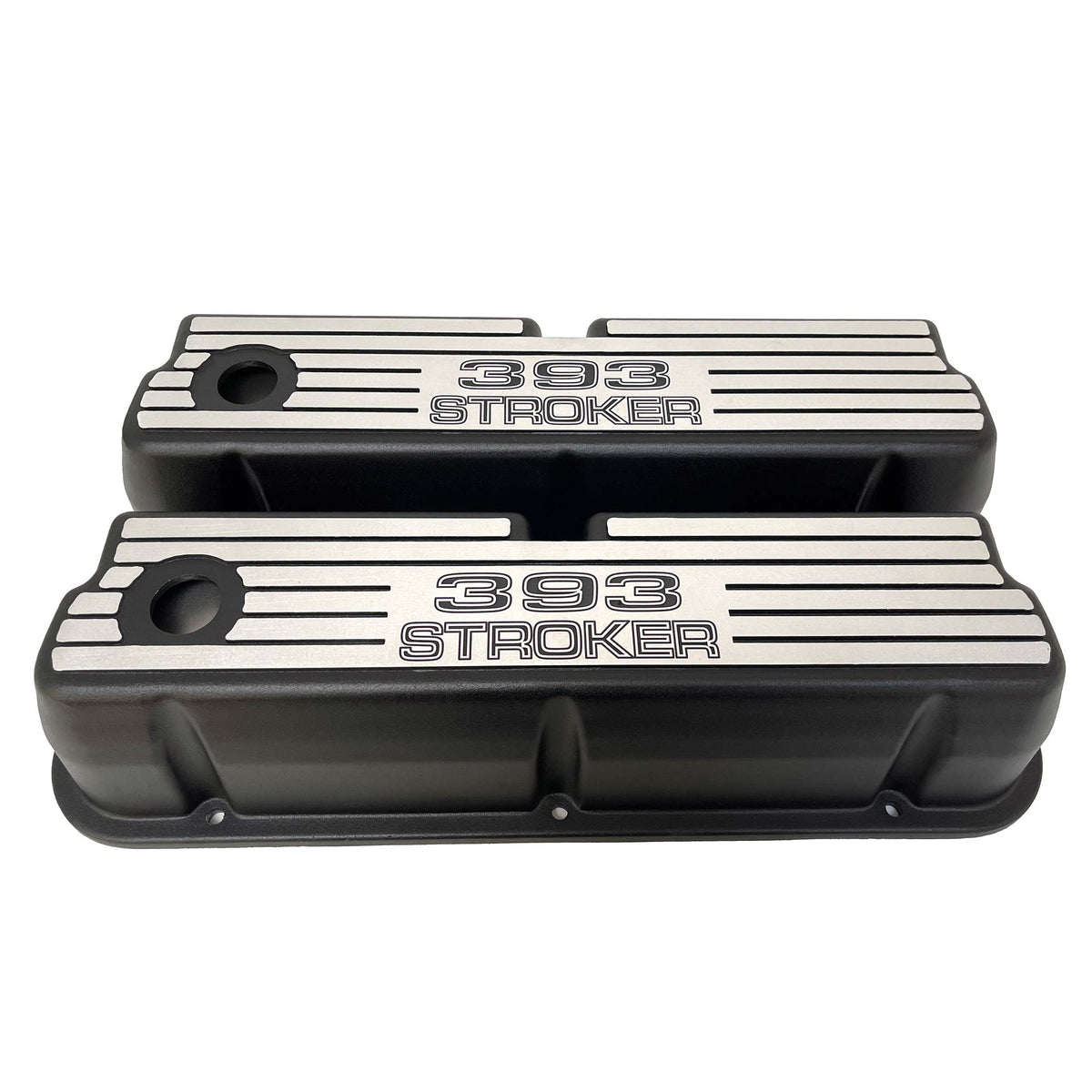 Ford 393 Stroker Windsor Valve Covers - Wide Fin - Black – Ansen USA