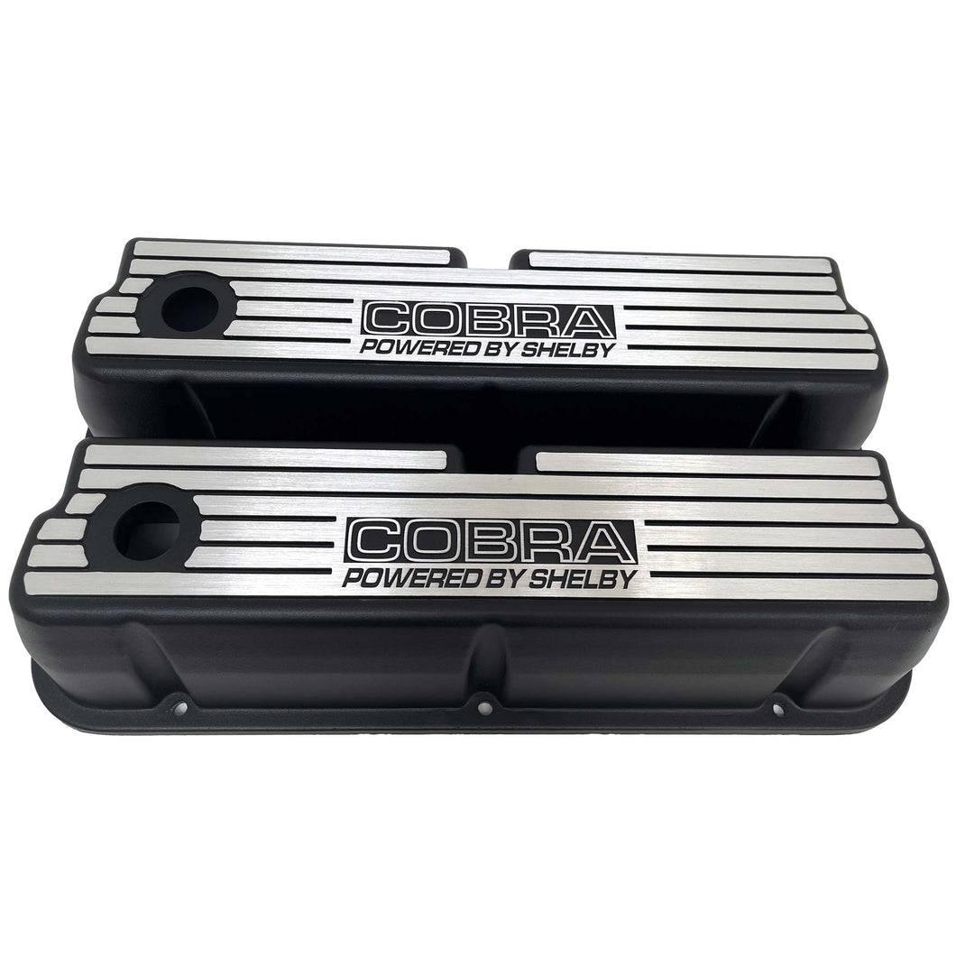 Ford 289, 302, 351 Windsor Shelby Valve Covers - Wide Fin - Black