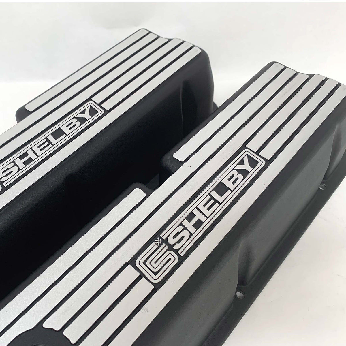 Ford 351 Windsor Black Valve Covers- NEW Wide Fins - Carroll Shelby ...