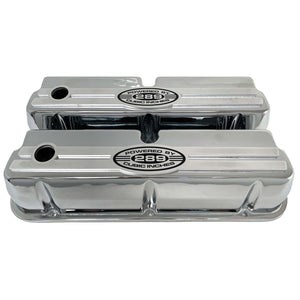 Ford 289 Windsor Tall Valve Covers - Raised Billet Top - Polished