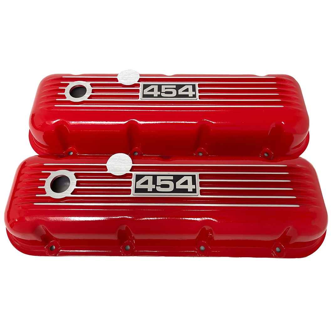 Big Block Chevy 454 Classic Finned Valve Covers - Style 2 - Red