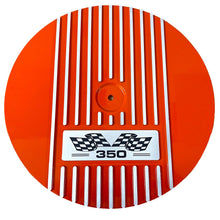Load image into Gallery viewer, Small Block Chevy 350 Finned Valve Covers &amp; 13&quot; Round Air Cleaner Kit - Orange