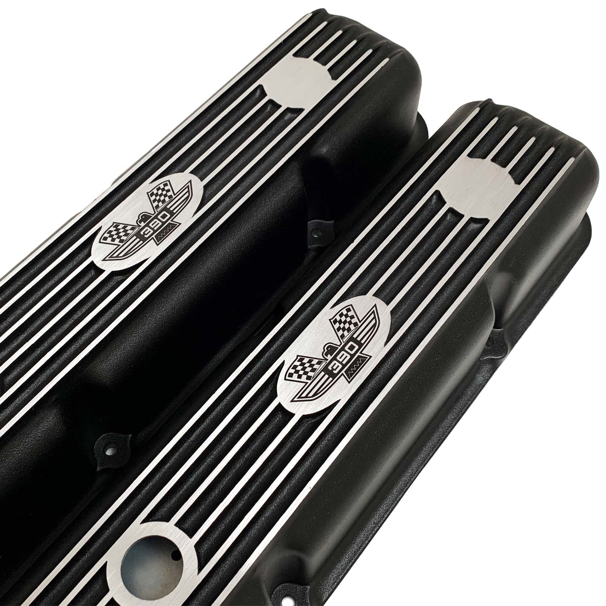 Ford FE 390 American Eagle Short Finned Valve Covers - Black – Ansen USA